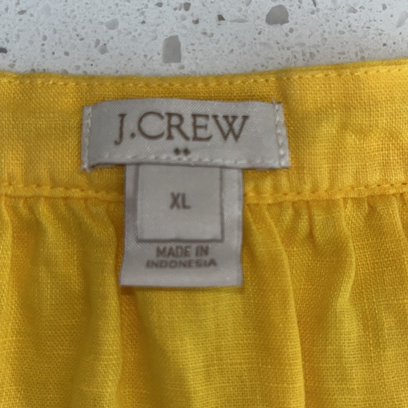 J. Crew Women's Embroidered Yellow Boho Blouse Square Neck 100% Linen- XL - Picture 2 of 8